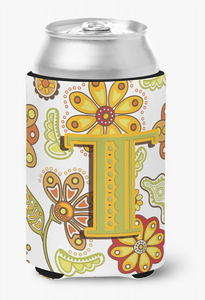 Monogram Letter Floral Can or Bottle Hugger - 615872968381