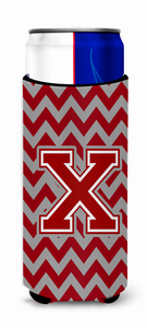 Chevron Maroon and White Ultra Hugger for slim cans - 638508012807