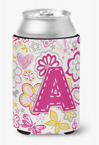 Monogram Letter Flowers and Butterflies Can or Bottle Hugger - 615872968718