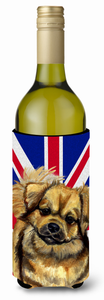 Dog with English Union Jack British Flag Wine Bottle Hugger - 615872827428