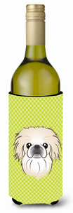 Checkerboard Design with Dog Wine Bottle Hugger - 615872917945