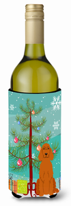 Merry Christmas Tree with Dog Wine Bottle Hugger - 638508539885