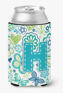Monogram Letter Flowers and Butterflies Can or Bottle Hugger - 615872969043