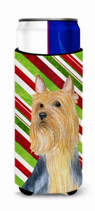 Candy Cane Holiday Christmas Design with Dog Ultra Hugger for slim cans - 615872733910