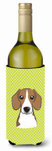 Checkerboard Design with Dog Wine Bottle Hugger - 615872918126