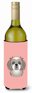Checkerboard Design with Dog Wine Bottle Hugger - 615872918850