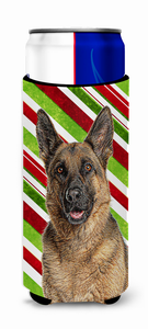 Candy Cane Holiday Christmas Design with Dog Ultra Hugger for slim cans - 615872866007