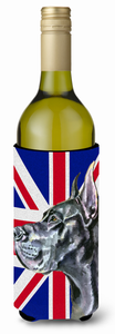 Dog with English Union Jack British Flag Wine Bottle Hugger - 638508069078