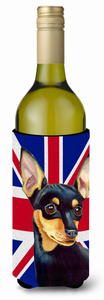 Dog with English Union Jack British Flag Wine Bottle Hugger - 615872827305