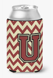 Monogram Letter Chevron Can or Bottle Hugger - 638508277527