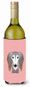 Checkerboard Design with Dog Wine Bottle Hugger - 615872918645