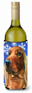 Winter Snowflakes Holiday Design with Dog Wine Bottle Hugger - 638508068910