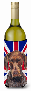 English Union Jack British Flag Design with Dog Wine Bottle Hugger - 615872822898