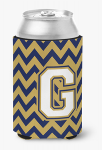 Monogram Letter Chevron Can or Bottle Hugger - 638508276346