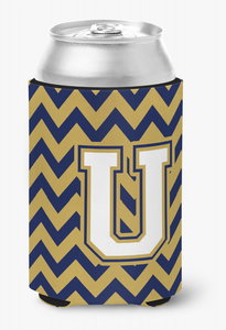 Monogram Letter Chevron Can or Bottle Hugger - 638508276483
