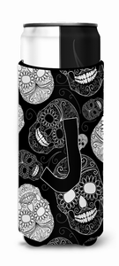 Letter Day of the Dead Skulls Black Ultra Hugger for slim cans - 638508022783