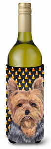 Candy Corn Halloween Design with Dog Wine Bottle Hugger - 615872703418