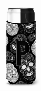 Letter Day of the Dead Skulls Black Ultra Hugger for slim cans - 638508022844