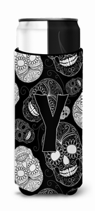 Letter Day of the Dead Skulls Black Ultra Hugger for slim cans - 638508022936