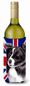 English Union Jack British Flag Design with Dog Wine Bottle Hugger - 615872822614