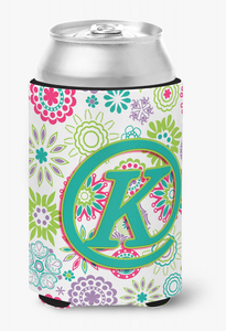 Monogram Letter Flowers Can or Bottle Hugger - 615872970377