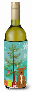 Merry Christmas Tree with Dog Wine Bottle Hugger - 638508539717