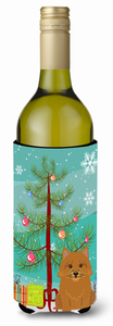 Merry Christmas Tree with Dog Wine Bottle Hugger - 638508539441