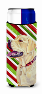 Candy Cane Holiday Christmas Design with Dog Ultra Hugger for slim cans - 615872734139