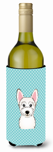 Checkerboard Design with Dog Wine Bottle Hugger - 615872917372