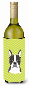 Checkerboard Design with Dog Wine Bottle Hugger - 615872917761