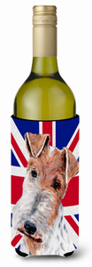 English Union Jack British Flag Design with Dog Wine Bottle Hugger - 615872823246
