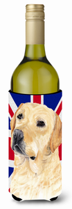 English Union Jack British Flag Design with Dog Wine Bottle Hugger - 615872822706