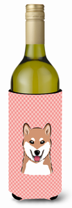 Checkerboard Design with Dog Wine Bottle Hugger - 615872918607