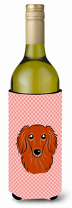 Checkerboard Design with Dog Wine Bottle Hugger - 615872918492