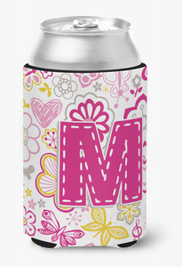 Monogram Letter Flowers and Butterflies Can or Bottle Hugger - 615872968831