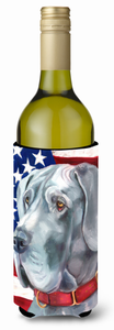 USA Patriotic American Flag Design with Dog Wine Bottle Hugger - 638508068507