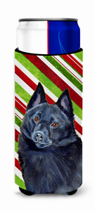 Candy Cane Holiday Christmas Design with Dog Ultra Hugger for slim cans - 615872734146