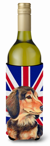 Dog with English Union Jack British Flag Wine Bottle Hugger - 615872827459