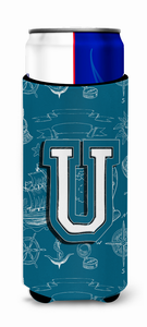 Letter Sea Doodles Initial Alphabet Ultra Hugger for slim cans - 638508024190