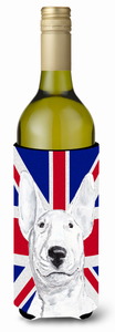 English Union Jack British Flag Design with Dog Wine Bottle Hugger - 615872822973