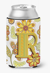 Monogram Letter Floral Can or Bottle Hugger - 615872968367