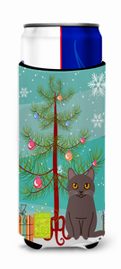 Cat Merry Christmas Tree Ultra Hugger for slim cans - 638508601933