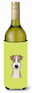 Checkerboard Design with Dog Wine Bottle Hugger - 615872918201