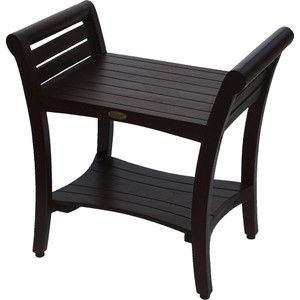 Contemporary Teak Shower bench with Handles in Dark Brown - 4512822892481