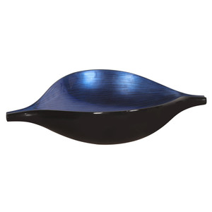 Homeroots Home Decor Sleek Blue and Black Lacquer Centerpiece Eye Bowl