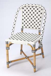 Homeroots Living Room Indoor Outdoor Black and White Rattan Dining Chair