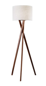 Homeroots Lighting Floor Lamp with Walnut Wood Tripod Leg, Walnut Finish, 63 Inch Height