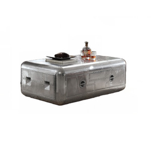 Homeroots Living Room 52" Aluminum Aviation Inspired Rectangular Coffee Table with Drawer