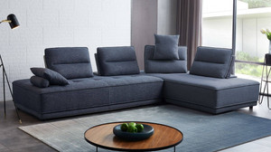 Homeroots Living Room Contemporary Blue Ultimate Lounger Modular Sectional Sofa, Blue