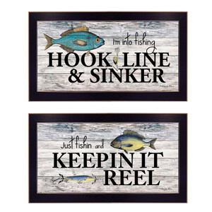 Set Of Two Fishing Combo 1 Black Framed Print Wall Art - 606114043041